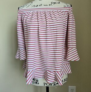 Jude Connally Off Shoulder Top Womens XS Red Stripe